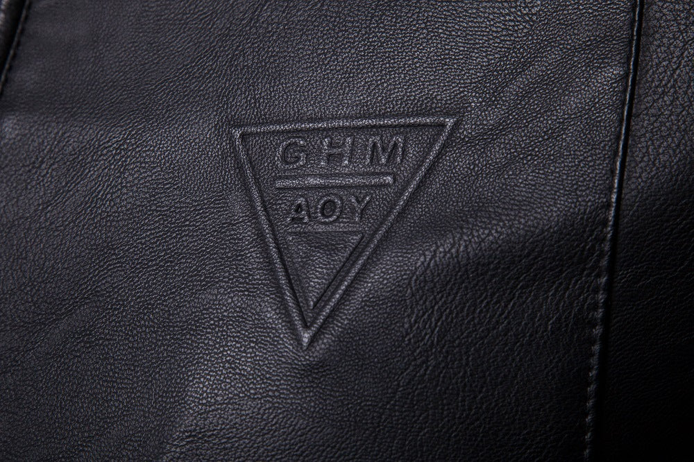 Men's Slim Faux Leather Field Blouson with Minimalist Stand Collar and Zipper Mune Fashion