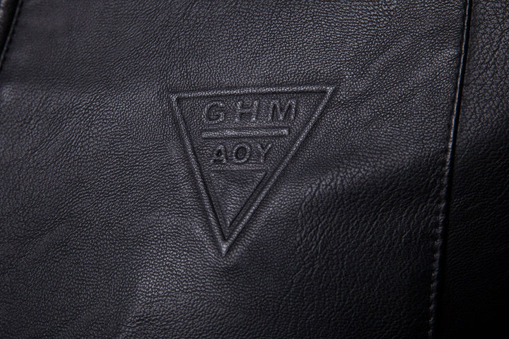 Men's Slim Faux Leather Field Blouson with Minimalist Stand Collar and Zipper Mune Fashion