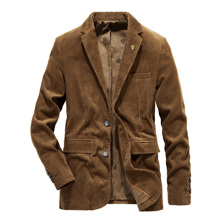 Men's corduroy blazer with floral patterned lining and flap pockets Mune Fashion