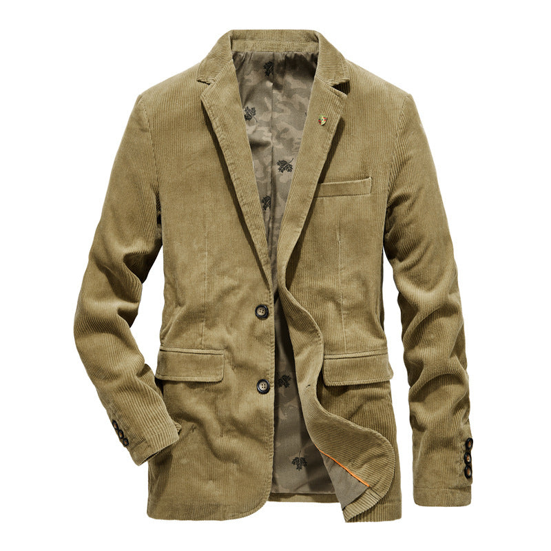 Men's corduroy blazer with floral patterned lining and flap pockets Mune Fashion