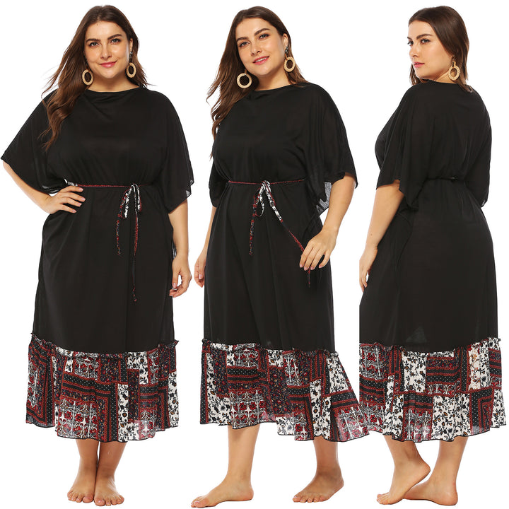 Women's casual dress with decorative waist lacing and floral accents Mune Fashion