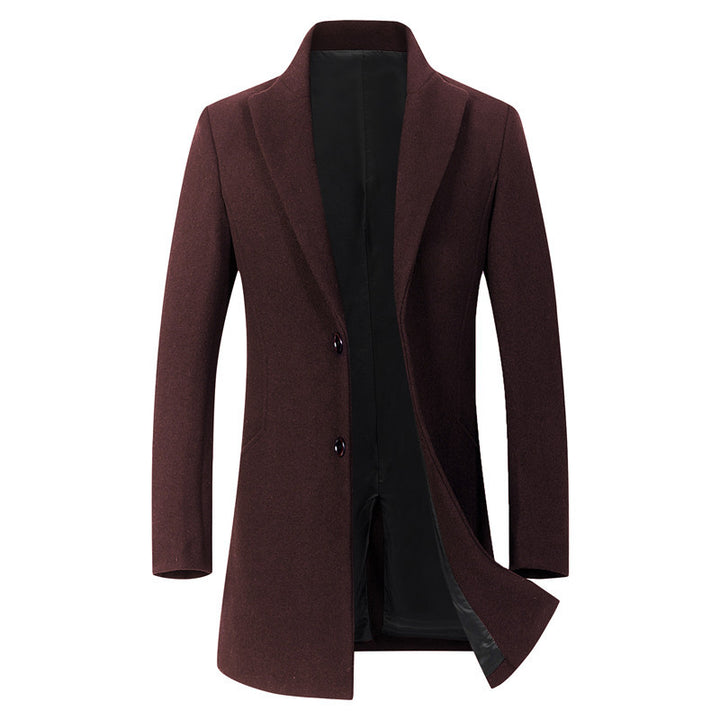 Men's slim cut longline coat made of wool blend with minimalist button placket Mune Fashion