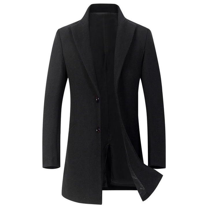Men's slim cut longline coat made of wool blend with minimalist button placket Mune Fashion