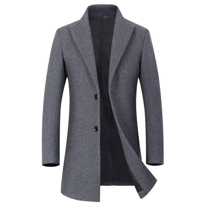 Men's slim cut longline coat made of wool blend with minimalist button placket Mune Fashion