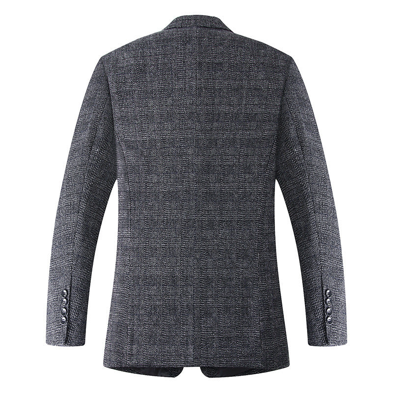 Men's Wool Blend Slim Fit Blazer with Glencheck Pattern and Quilted Lining Mune Fashion