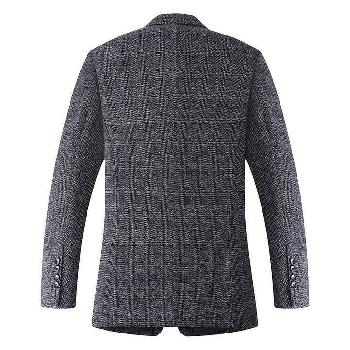 Men's Wool Blend Slim Fit Blazer with Glencheck Pattern and Quilted Lining Mune Fashion