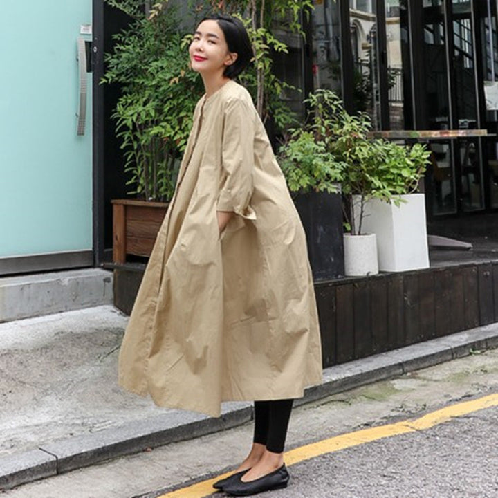 Women’s Oversize Shirt Dress with Boxy A-Line, Hidden Button Placket and Side Pockets Mune Fashion