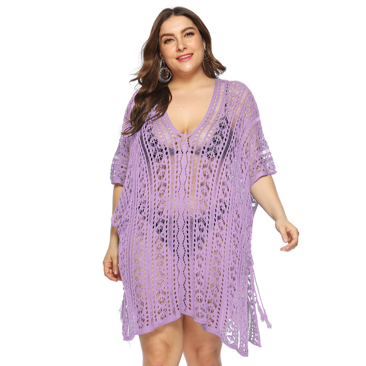Women's airy crochet beach cover-up with elegant V-neck Mune Fashion