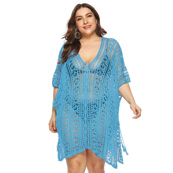 Women's airy crochet beach cover-up with elegant V-neck Mune Fashion
