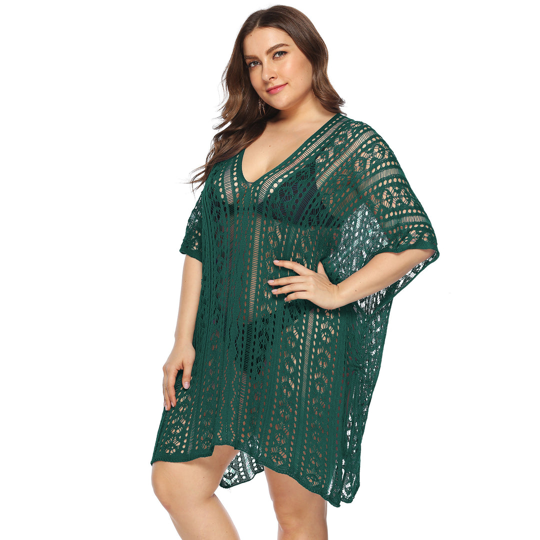 Women's airy crochet beach cover-up with elegant V-neck Mune Fashion