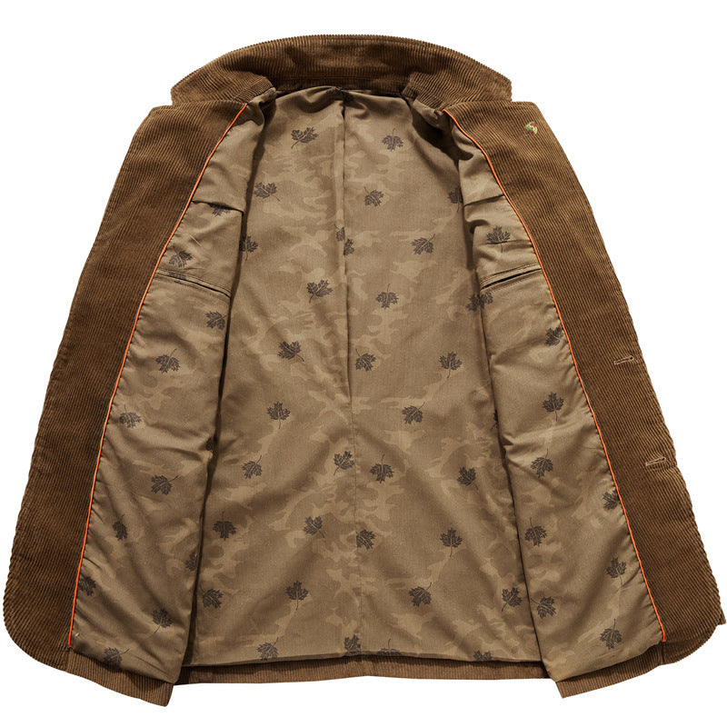 Men's corduroy blazer with floral patterned lining and flap pockets Mune Fashion