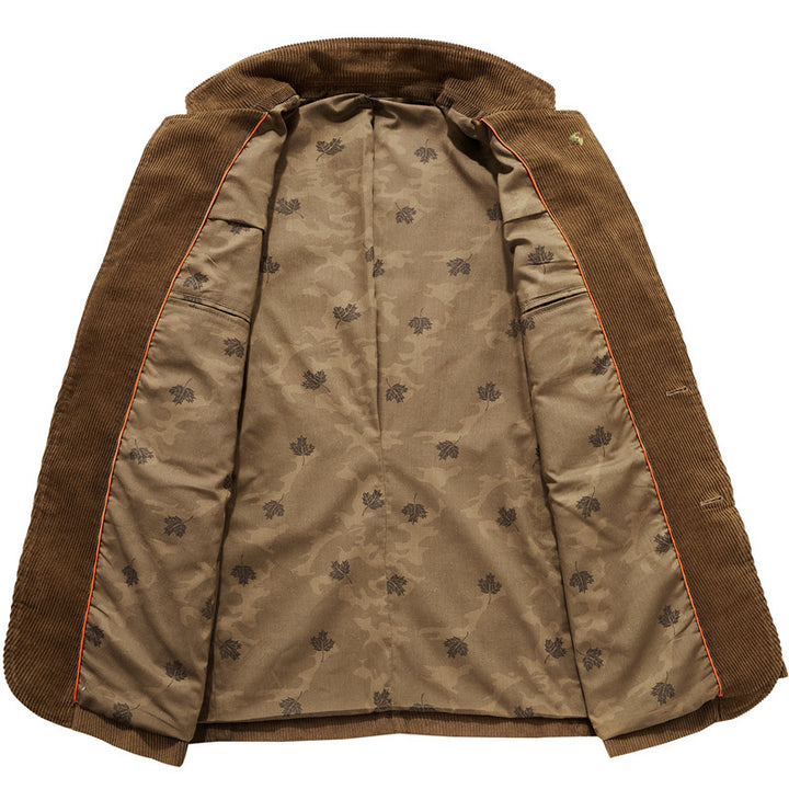Men's corduroy blazer with floral patterned lining and flap pockets Mune Fashion