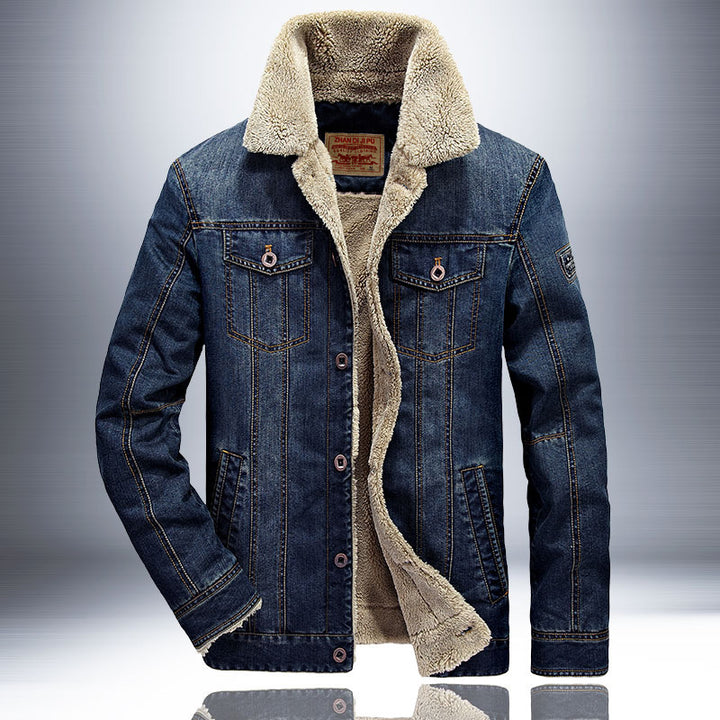 Men's Fashionable Denim Jacket with Teddy Lining Mune Fashion