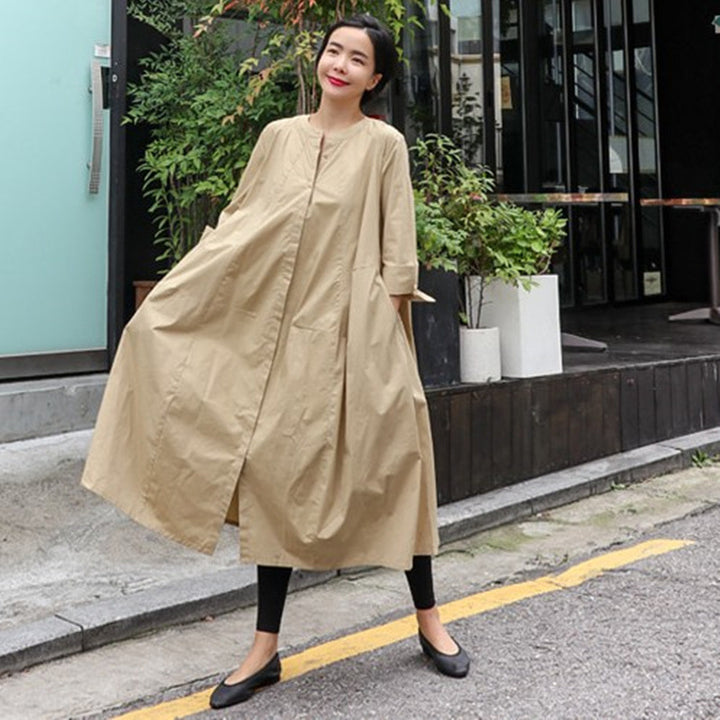 Women’s Oversize Shirt Dress with Boxy A-Line, Hidden Button Placket and Side Pockets Mune Fashion