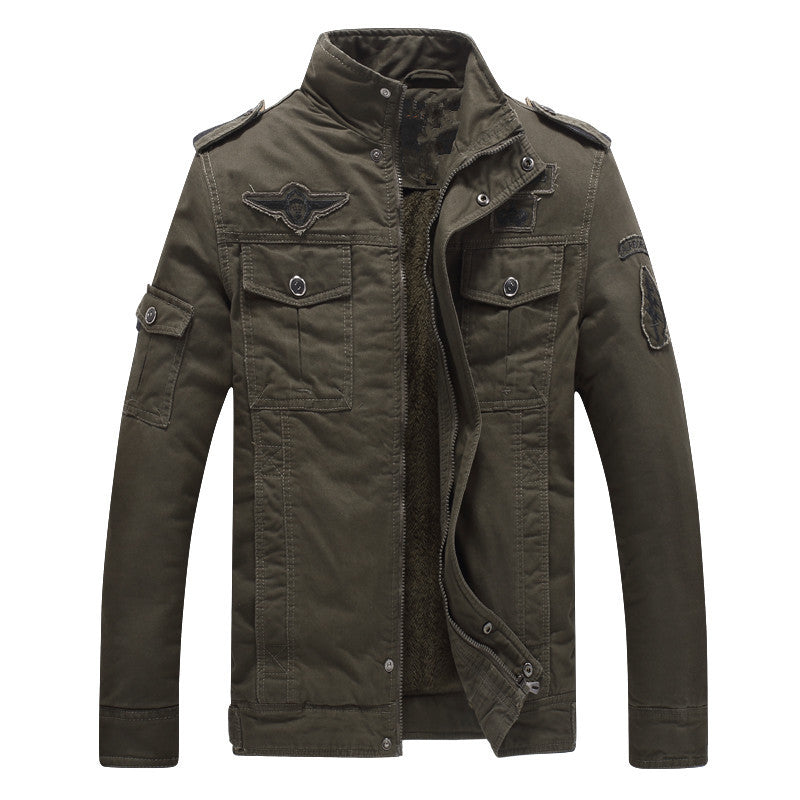 Men's military-inspired field jacket with teddy lining and multifunction pockets Mune Fashion