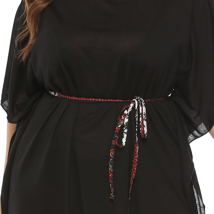Women's casual dress with decorative waist lacing and floral accents Mune Fashion