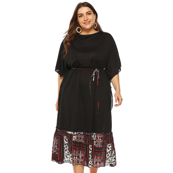 Women's casual dress with decorative waist lacing and floral accents Mune Fashion