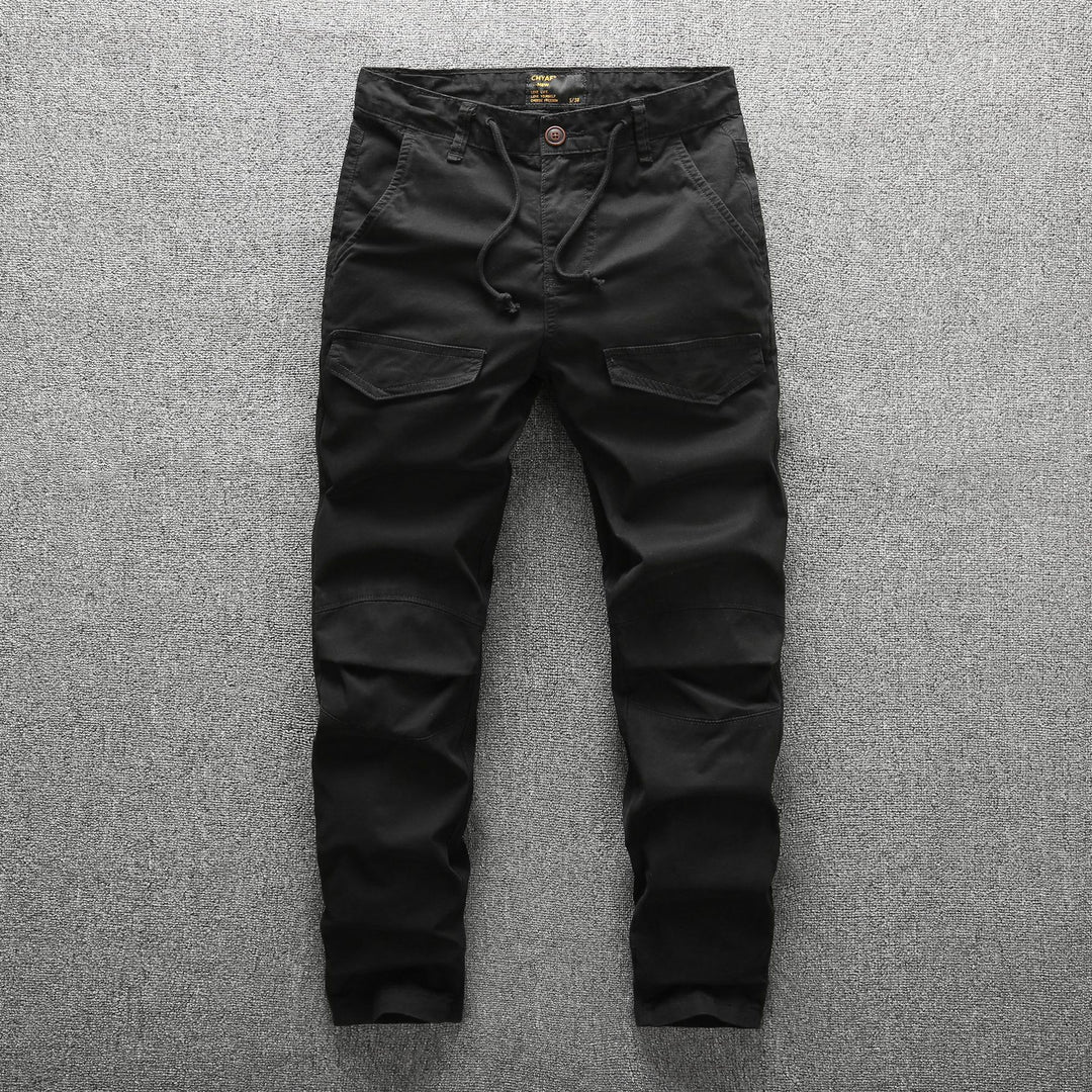 Men's Slim-Fit Utility Jogger with Drawstring Knee Panels and Applied Flap Pockets Mune Fashion