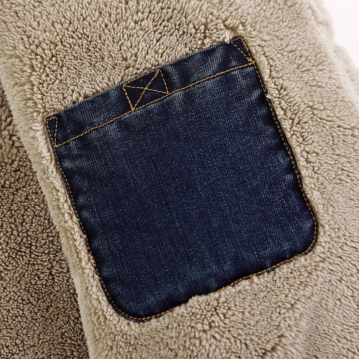 Men's Fashionable Denim Jacket with Teddy Lining Mune Fashion