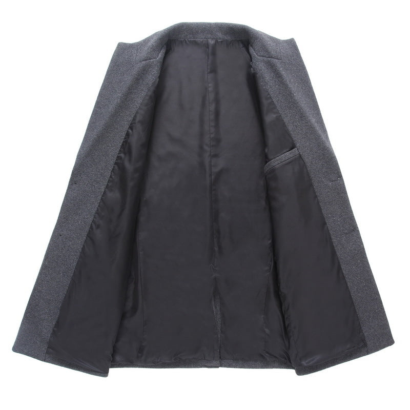 Men's Longline Wool Blend Overcoat with Slim Lapels and Light Thermal Lining Mune Fashion