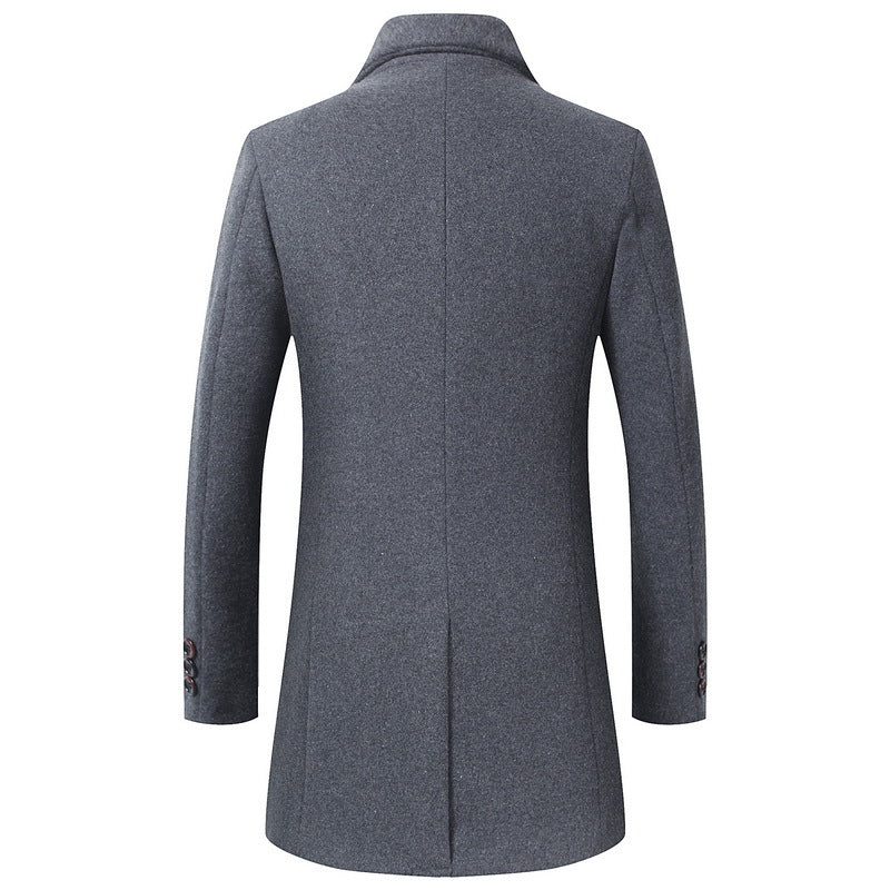Men's slim cut longline coat made of wool blend with minimalist button placket Mune Fashion