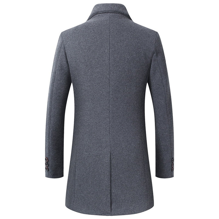 Men's Longline Wool Blend Overcoat with Slim Lapels and Light Thermal Lining Mune Fashion
