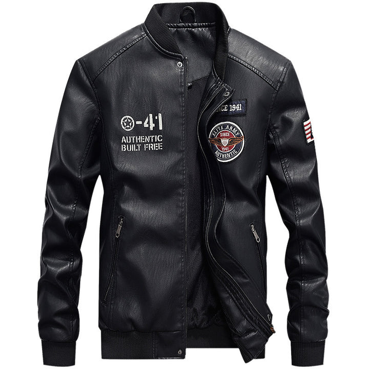 Men's Fashion Faux Leather Bomber Jacket Mune Fashion