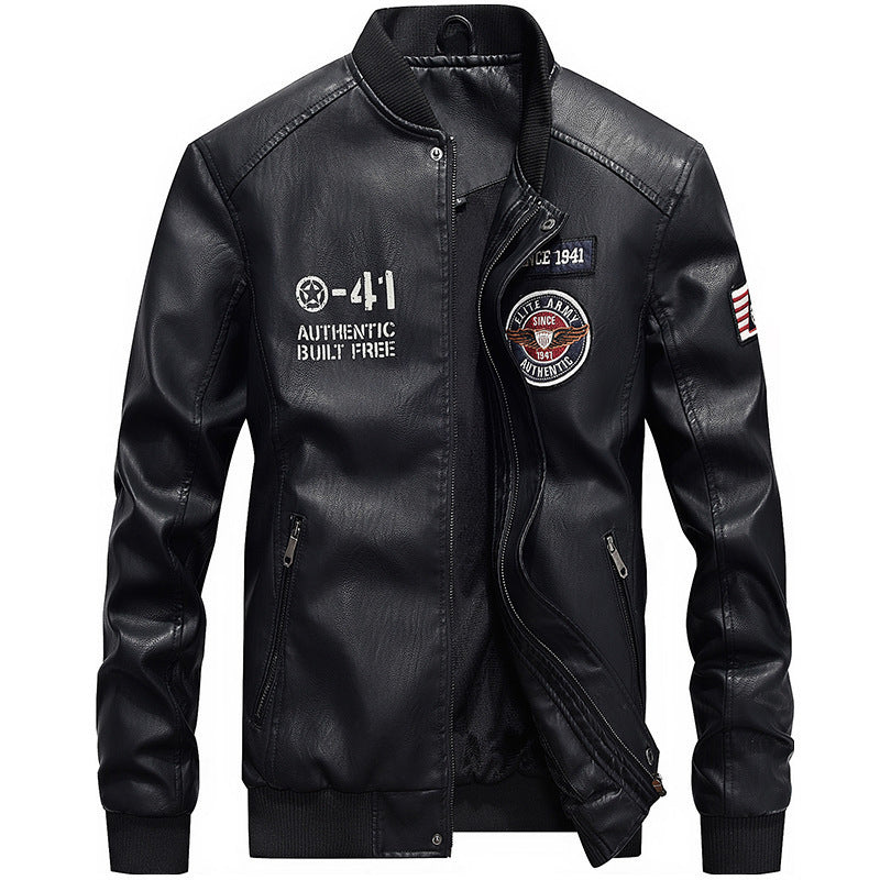 Men's Fashion Faux Leather Bomber Jacket Mune Fashion