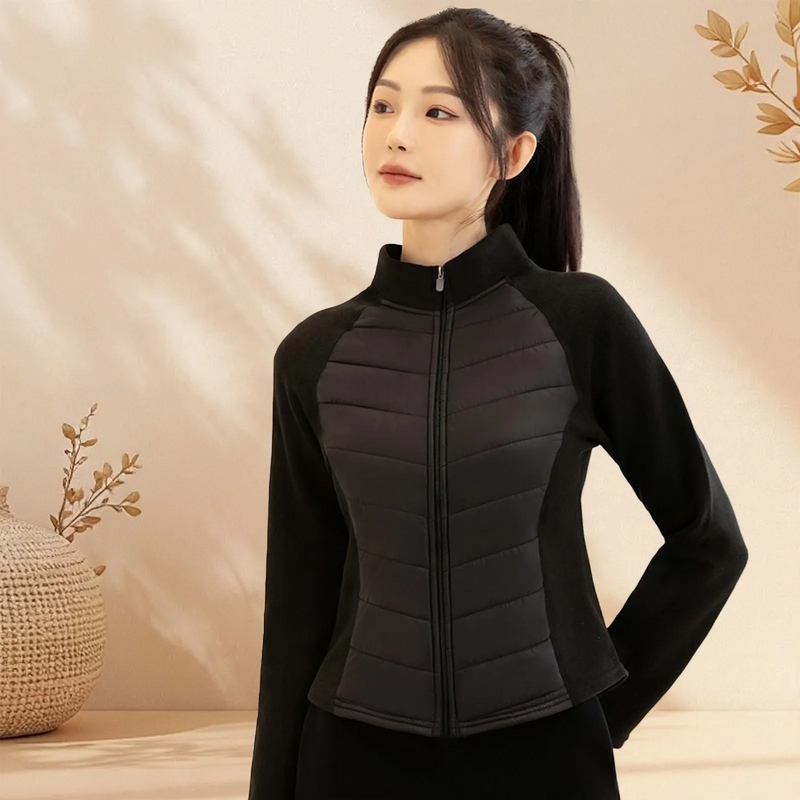 Women's quilted jacket with stand-up collar and graphene inner lining