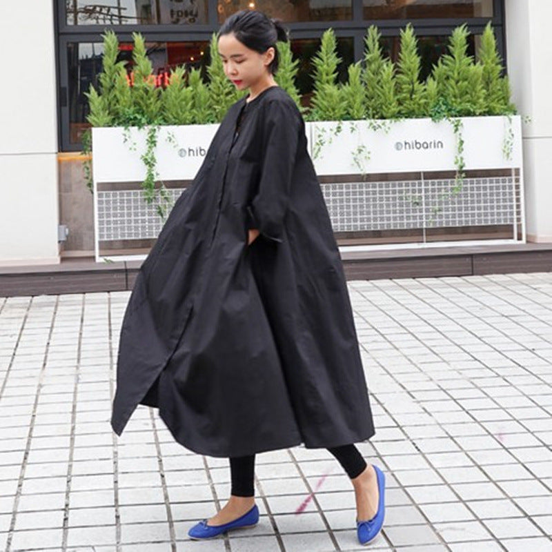 Women’s Oversize Shirt Dress with Boxy A-Line, Hidden Button Placket and Side Pockets Mune Fashion