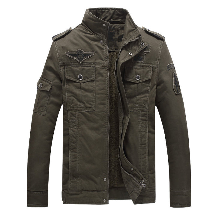 Men's military-inspired field jacket with teddy lining and multifunction pockets Mune Fashion