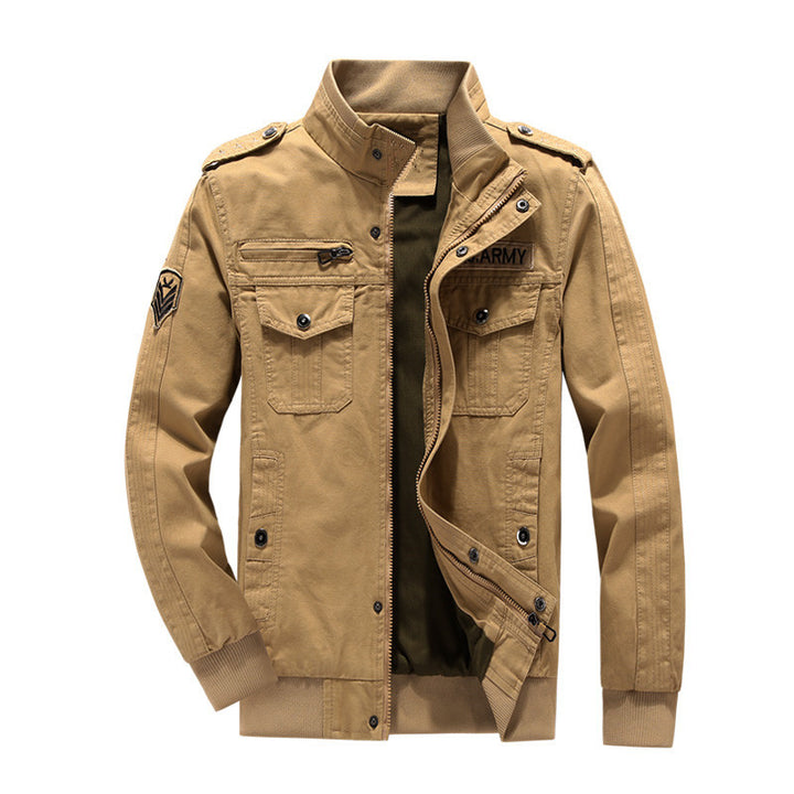 Men's utility field jacket made of canvas with epaulets, chest flap pockets, and ribbed cuffs Mune Fashion