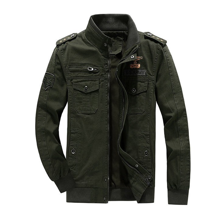Men's utility field jacket made of canvas with epaulets, chest flap pockets, and ribbed cuffs Mune Fashion