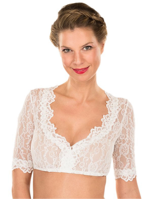 Women Lace Top Bralette with Deep V-Neck and Half-Length Sleeves Mune Fashion
