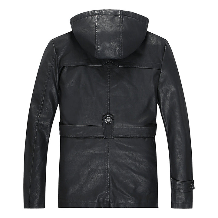 Men's leather jacket with hood and teddy lining, multifunctional utility biker jacket Mune Fashion