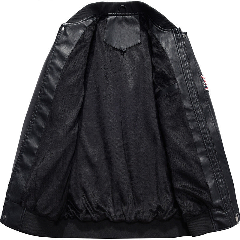 Men's Fashion Faux Leather Bomber Jacket Mune Fashion