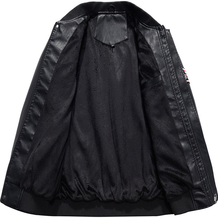 Men's Fashion Faux Leather Bomber Jacket Mune Fashion
