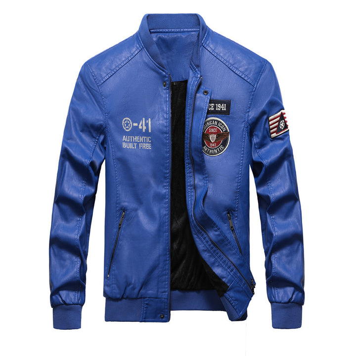 Men's Fashion Faux Leather Bomber Jacket Mune Fashion