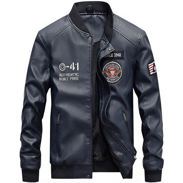 Men's Fashion Faux Leather Bomber Jacket Mune Fashion
