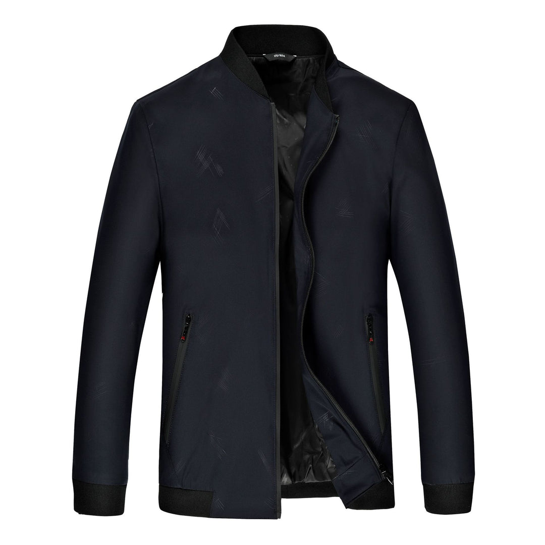 Men's Lightweight Zip Jacket with Textured Print, Water-Repellent Surface, and Ribbed Cuffs Mune Fashion