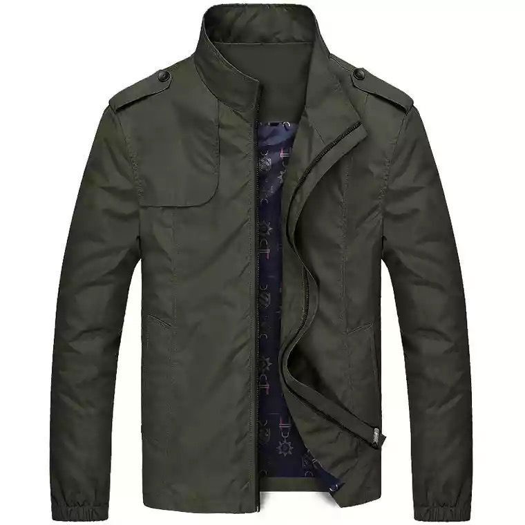 Men's Lightweight Field Blouson in Slim Fit with Stand-Up Collar and Shoulder Flaps Mune Fashion