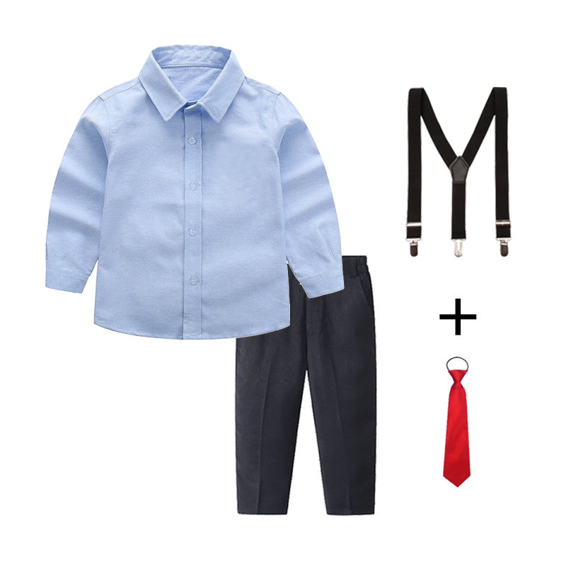 Women elegant outfit set with shirt, pants, suspenders and tie Mune Fashion