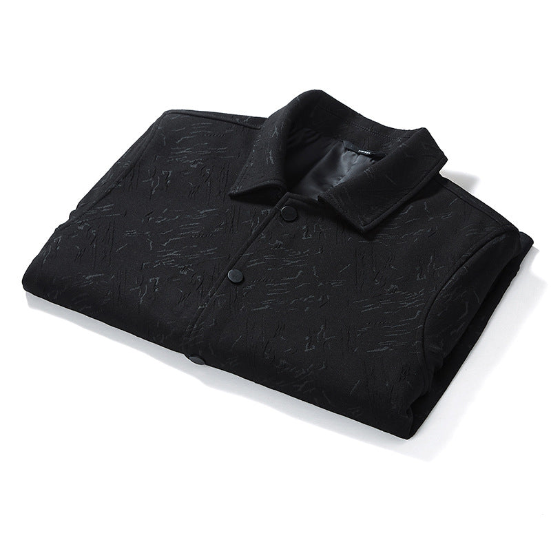 Men's transitional jacket in coach style with structured print, snap button closure and ribbed cuffs Mune Fashion