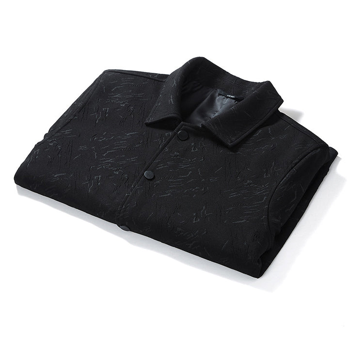 Men's transitional jacket in coach style with structured print, snap button closure and ribbed cuffs Mune Fashion