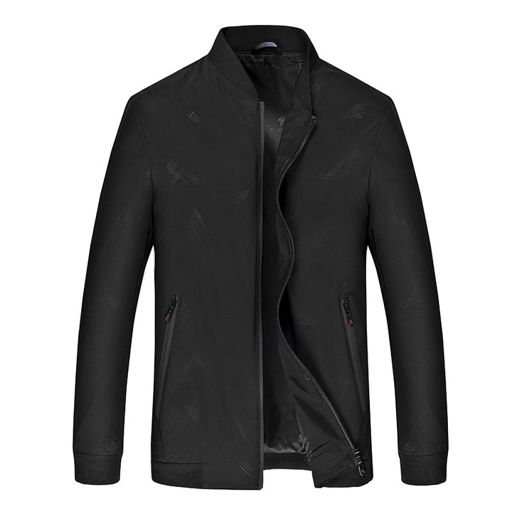 Men's Lightweight Zip Jacket with Textured Print, Water-Repellent Surface, and Ribbed Cuffs Mune Fashion