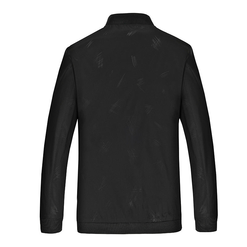 Men's Lightweight Zip Jacket with Textured Print, Water-Repellent Surface, and Ribbed Cuffs Mune Fashion