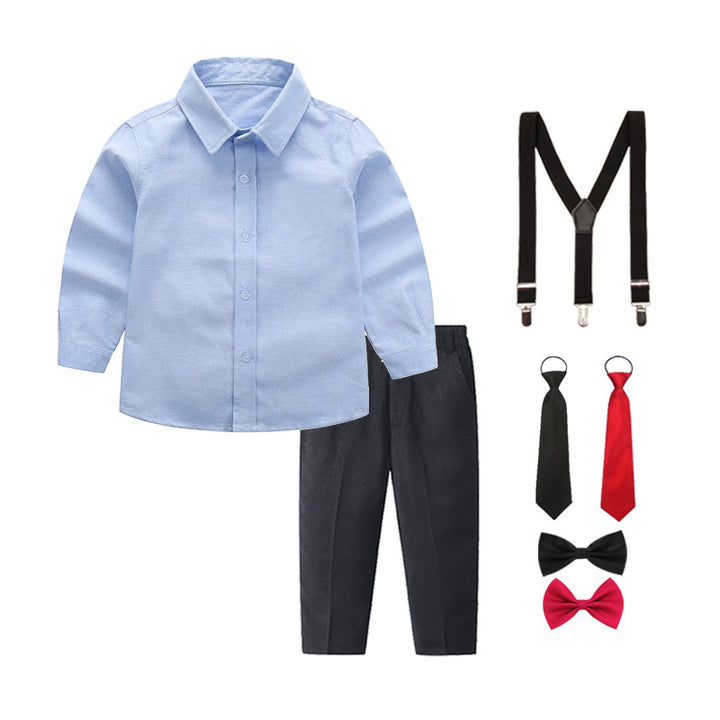 Women elegant outfit set with shirt, pants, suspenders and tie Mune Fashion