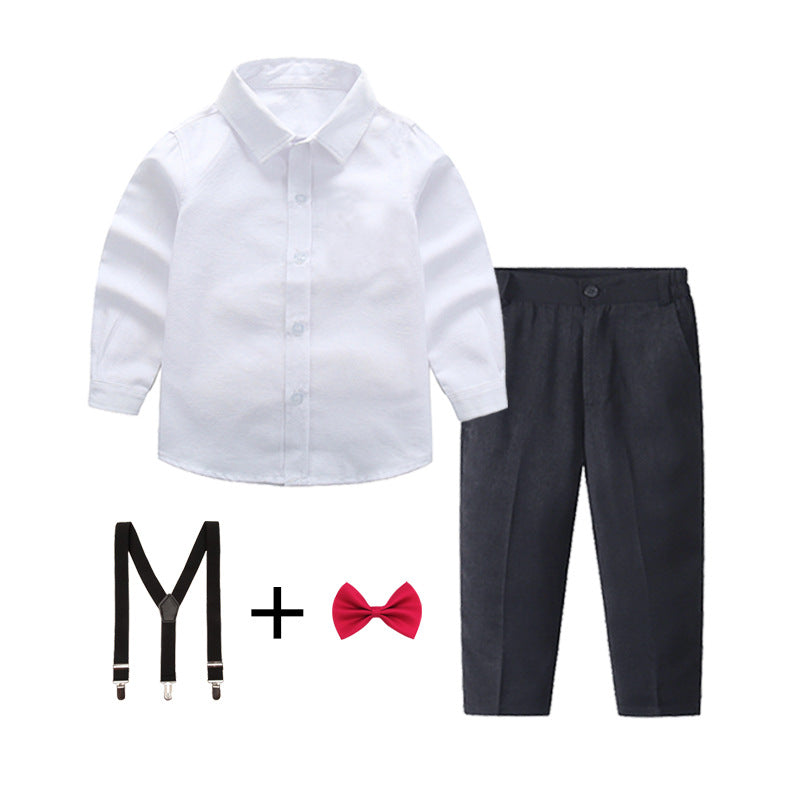 Women's elegant cotton shirt with stylish trousers and suspenders Mune Fashion