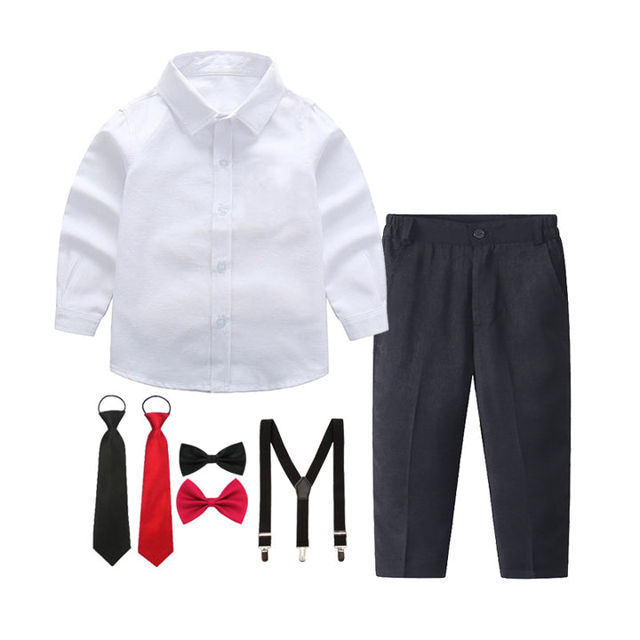 Women's elegant cotton shirt with stylish trousers and suspenders Mune Fashion