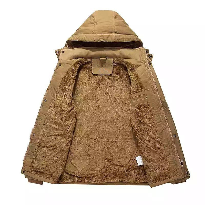 Men's Field Parka with Teddy Lining, Hood and Multi-Purpose Pockets Mune Fashion